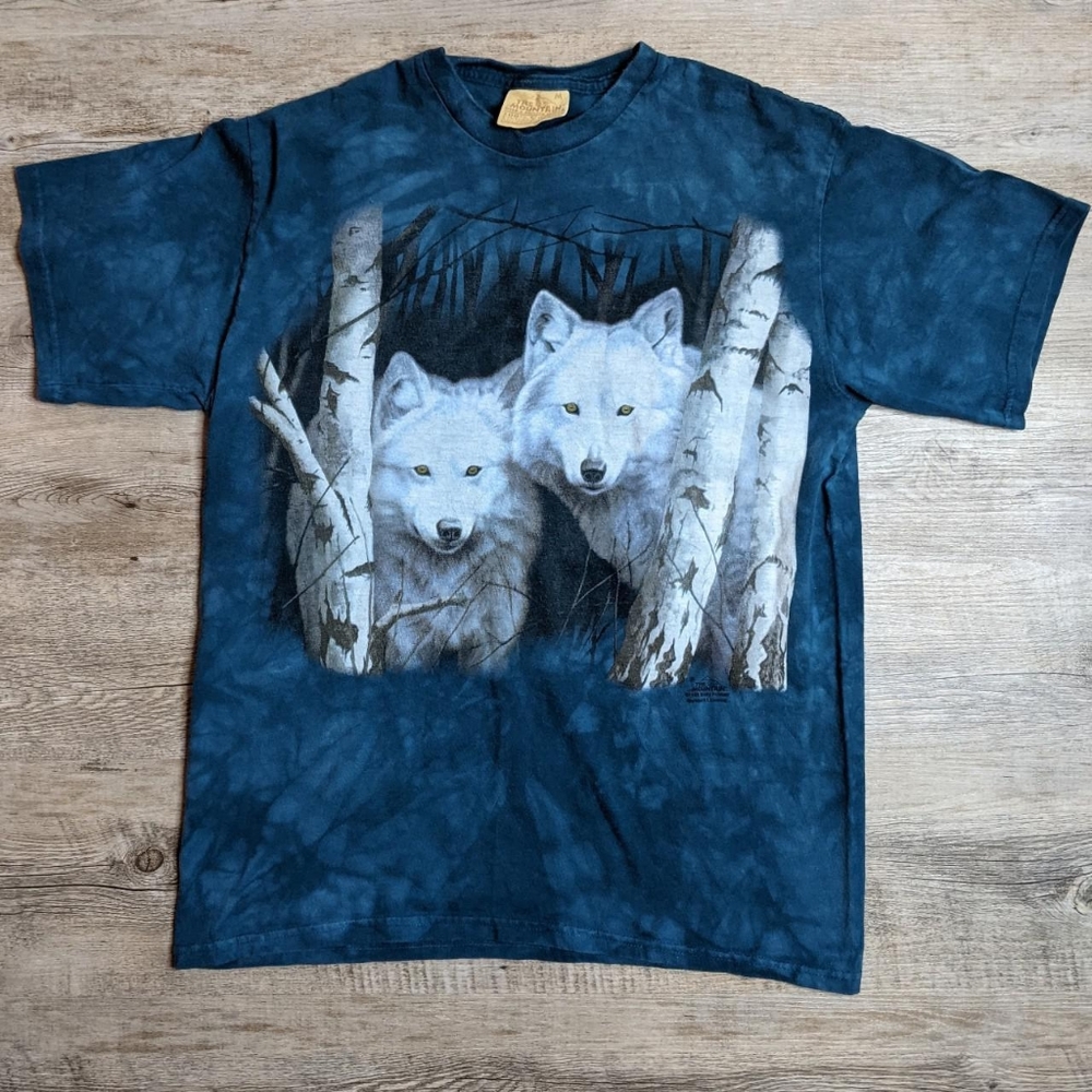 Vintage 1999 The Mountain Wolf Tie Dye T Shirt Size Medium